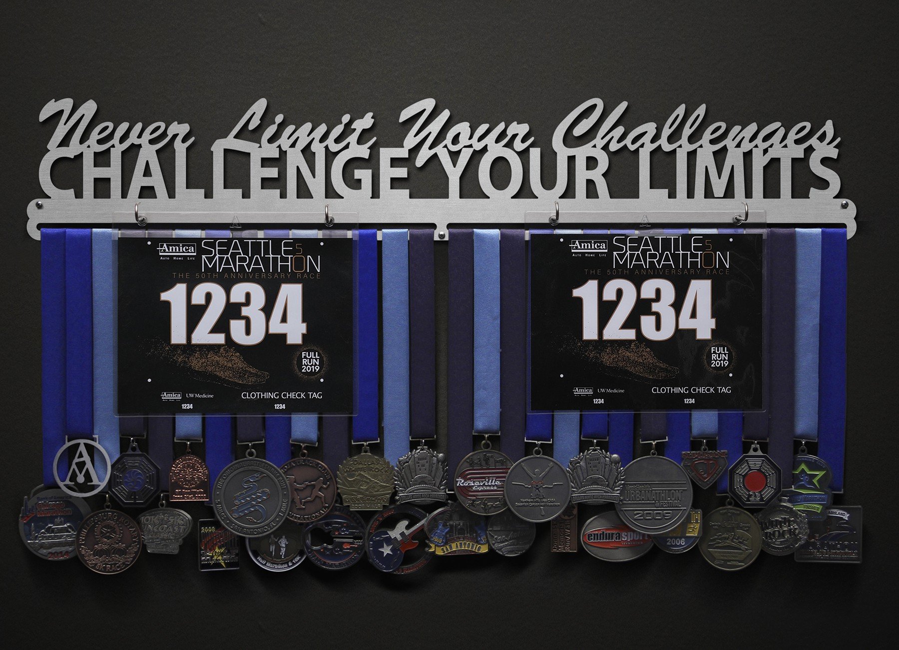 Challenge Your Limits Bib and Medal Display