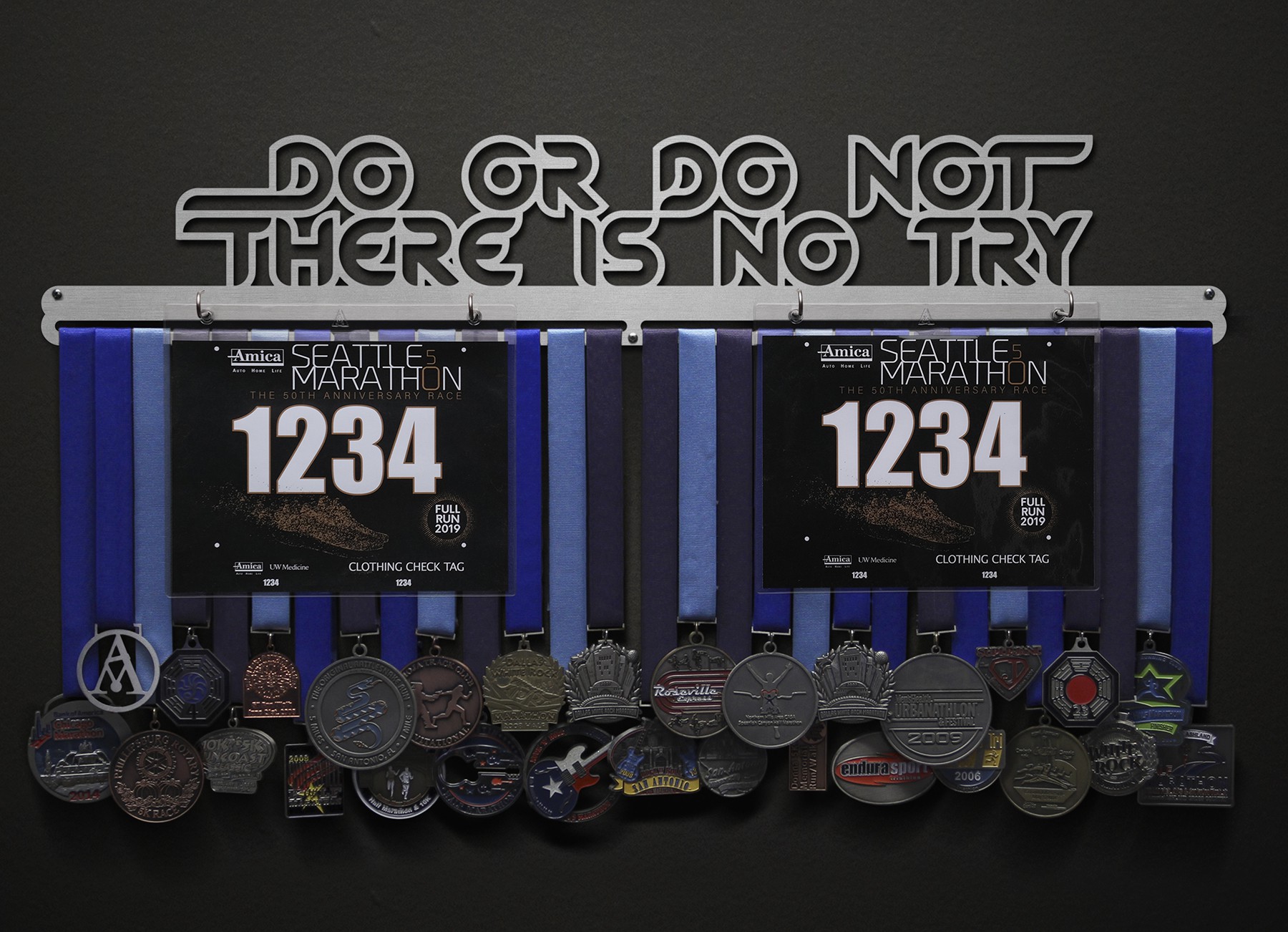 Do Or Do Not. There Is No Try Bib and Medal Display
