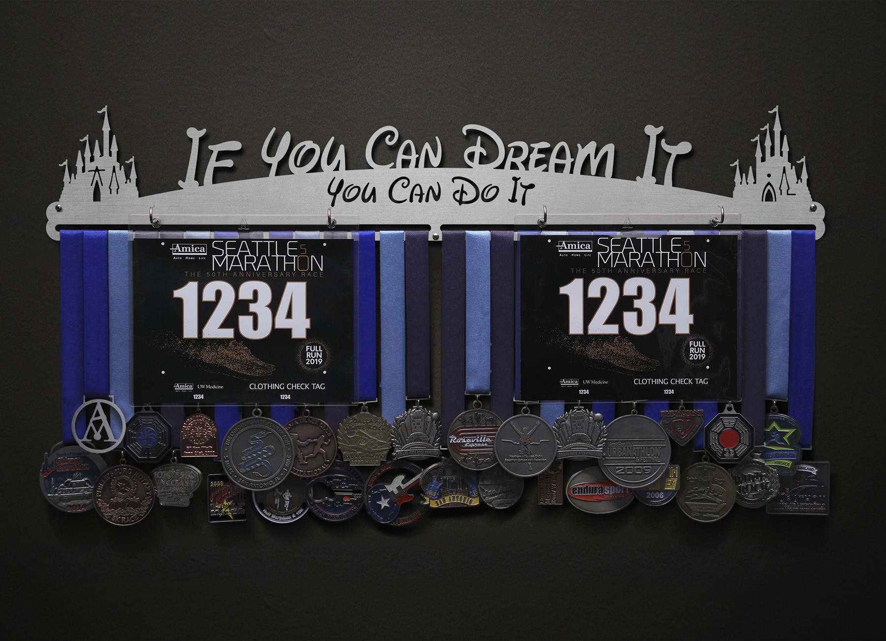 If You Can Dream It You Can Do It Bib and Medal Display