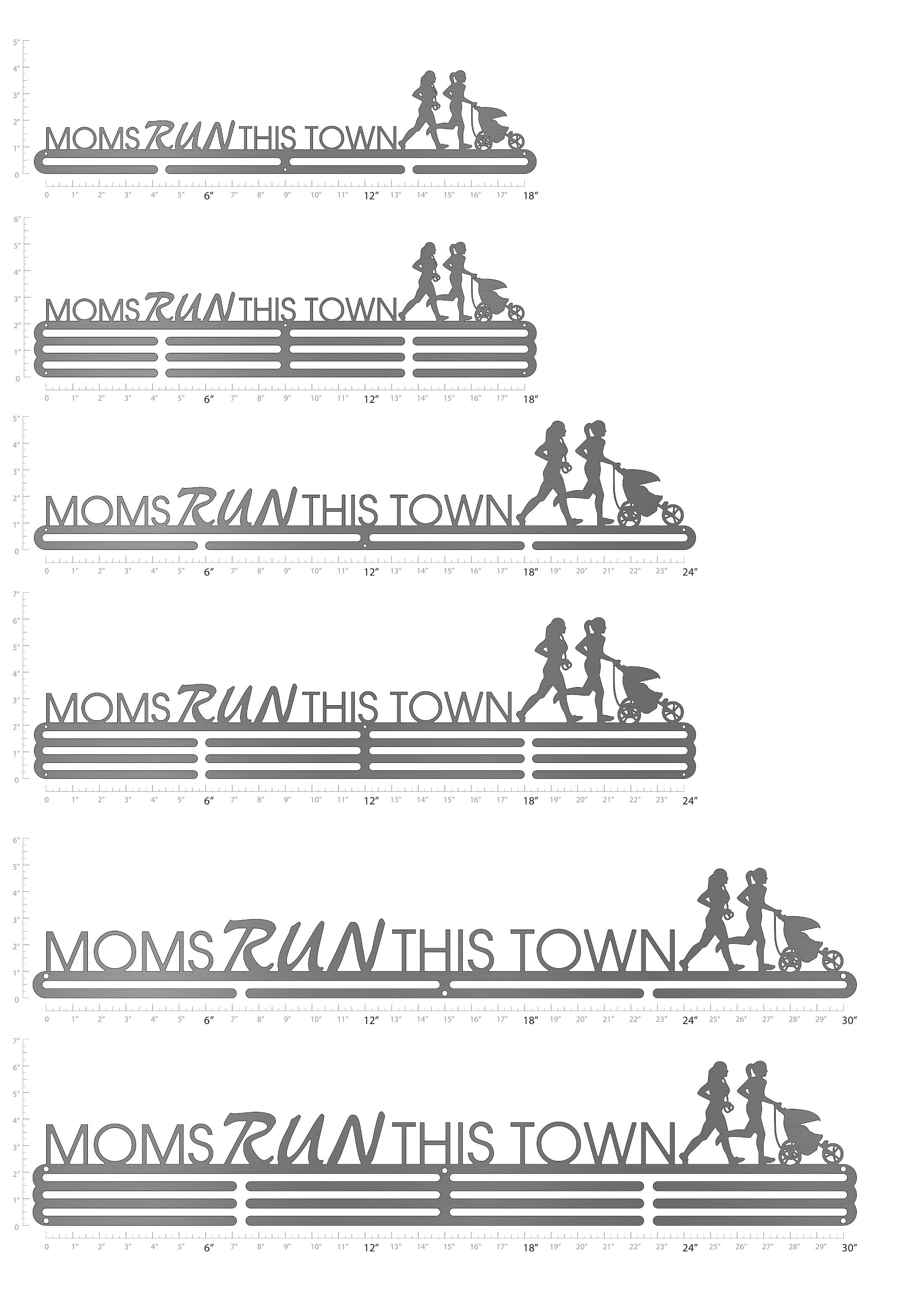 Moms Run This Town - 2 runners w/ stroller - positive letters