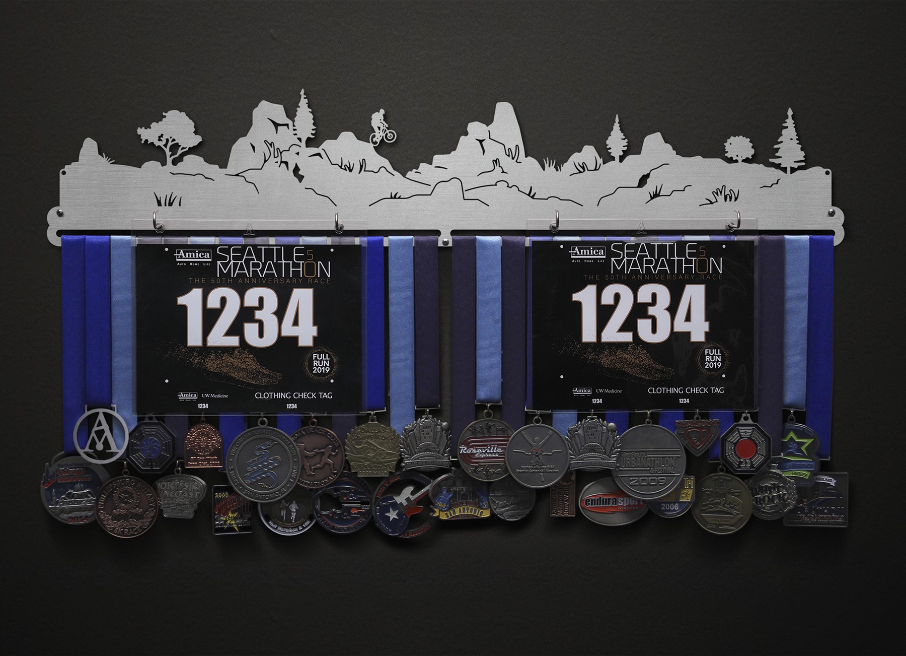 Mountain Bike Bib and Medal Display