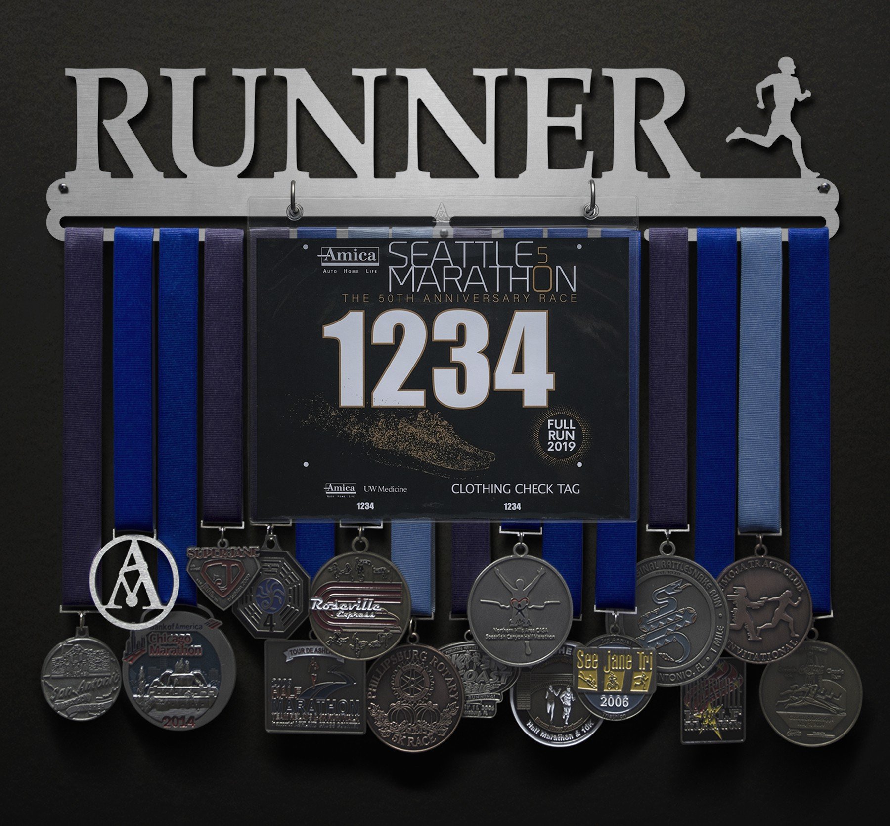 Runner Bib and Medal Display - Male