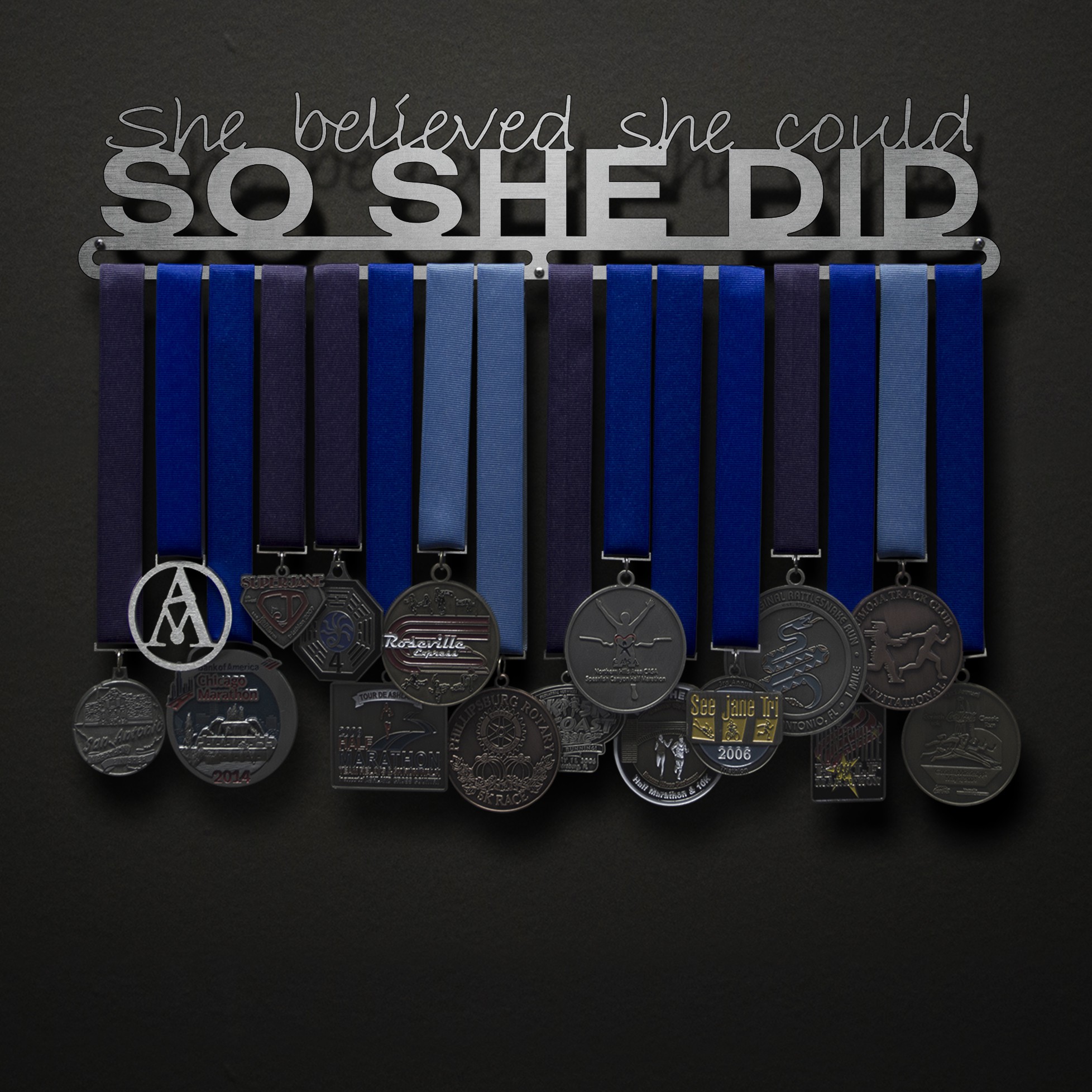Steel Holder Rack Wall Mount Frame United Medals She Believed She Could So She Did Sports Medal Hanger Display