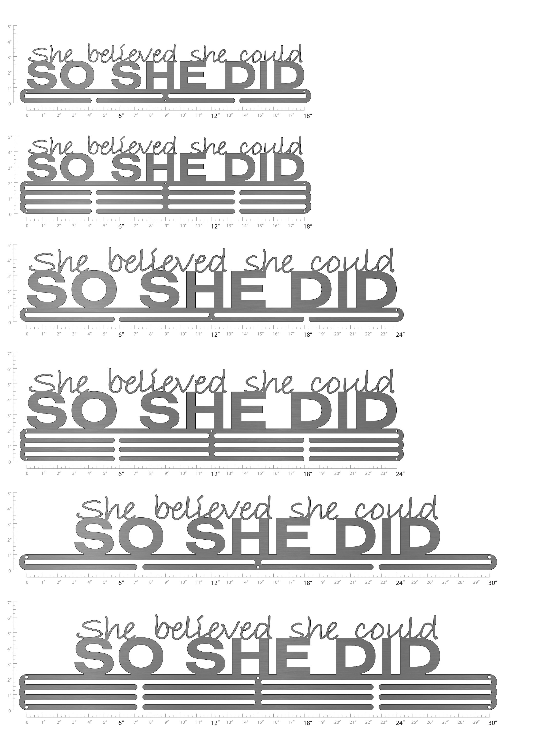 Allied Medal Hanger 'She Believed She Could So She Did' | 18" Wide, Stainless Steel, Holds 12-18 Medals - View #7