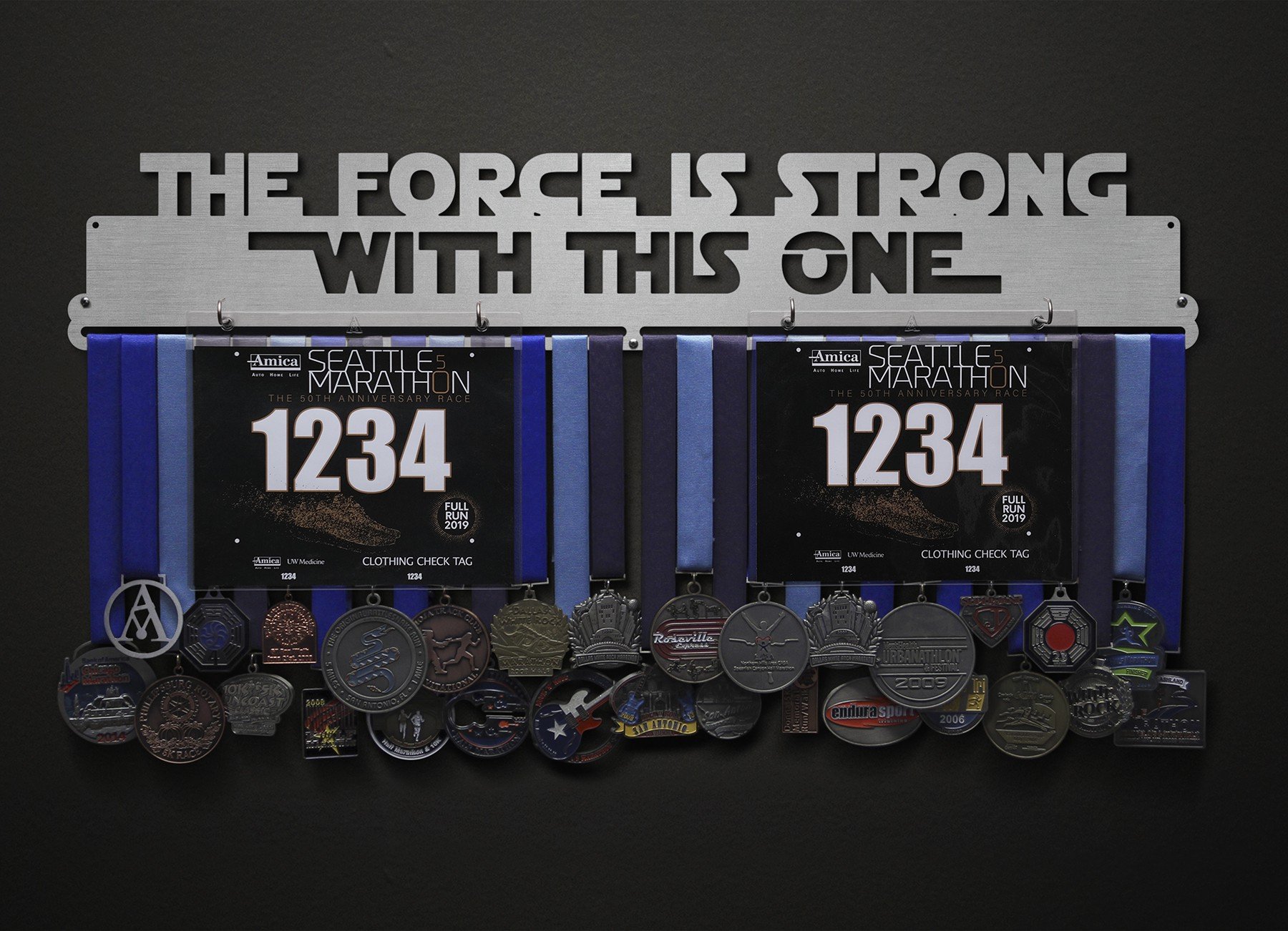 The Force Is Strong With This One Bib and Medal Display